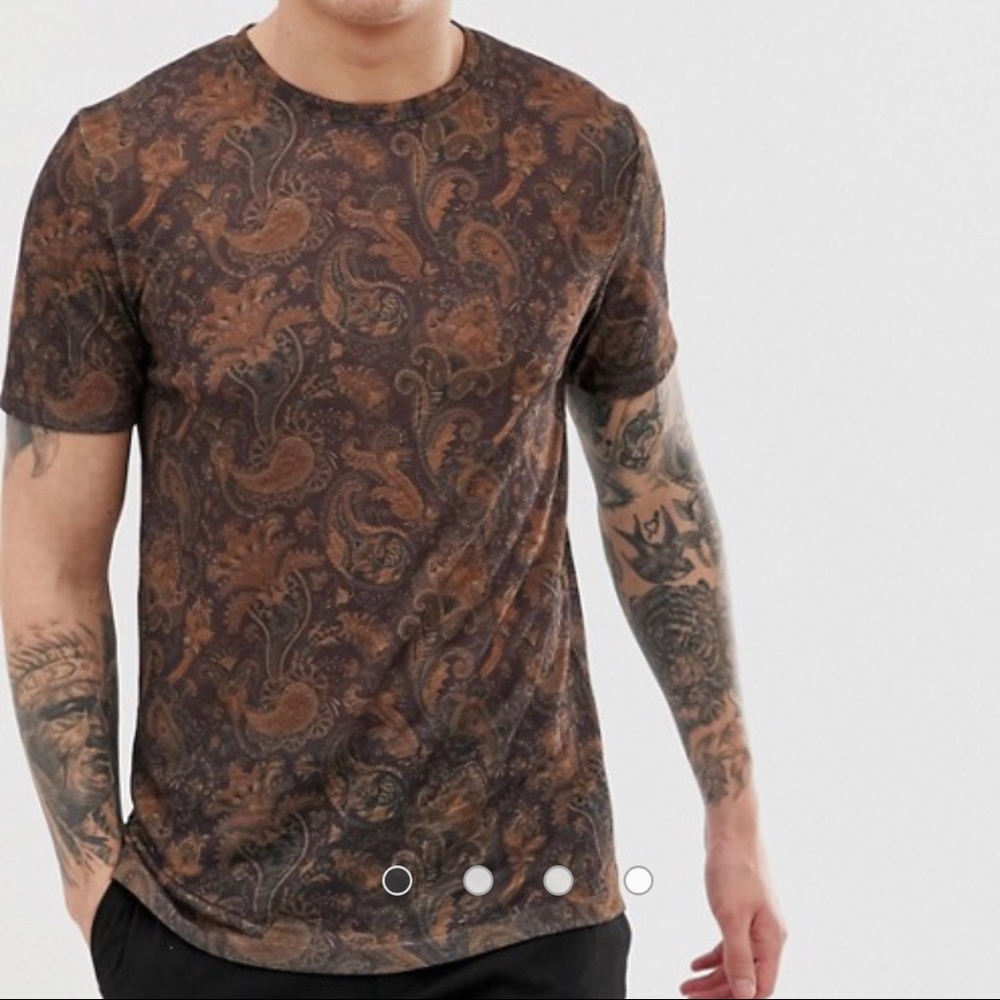 ASOS, T-shirt. Medium, paisley print burgundy